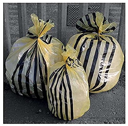 Hanfare TSYB/1 Tiger Stripe Clinical Waste Sacks, Yellow, 70 L (Pack of 50)