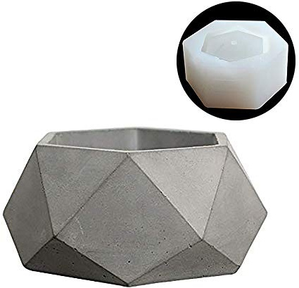Nicole Molde de concreto de silicona para maceta geométrica poliedro Cemento Jardinera Molde Jardín Decoración Herramientas