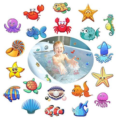 Antiscivolo per il bagno e doccia,Afufu 20 Pezzi Sticker Sea creature Dischi Adesivi Antiscivolo per Piatto Doccia e Vasca da Bagno