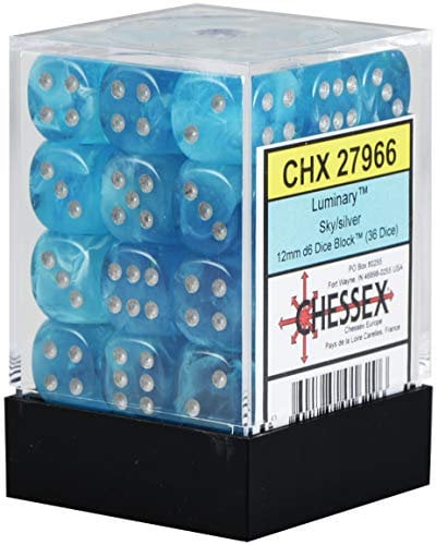 Chessex 27966 Dice, Sky W/Silver, 12 mm