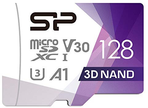Silicon Power 128GB R/W up to 100/ 80MB/s Superior Pro Micro SDXC UHS-I (U3), V30 4K A1, High Speed MicroSD Card with Adapter