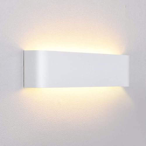 Lightess LED Wandlampe Innen Wandleuchte Weiß Lampe Wand Up Down Licht Flach Wandbeleuchtung Warmweiss Treppenhuas Beleuchtung IP44 Flurlampen für Wohnzimmer Schlafzimmer Flur aus Aluminium