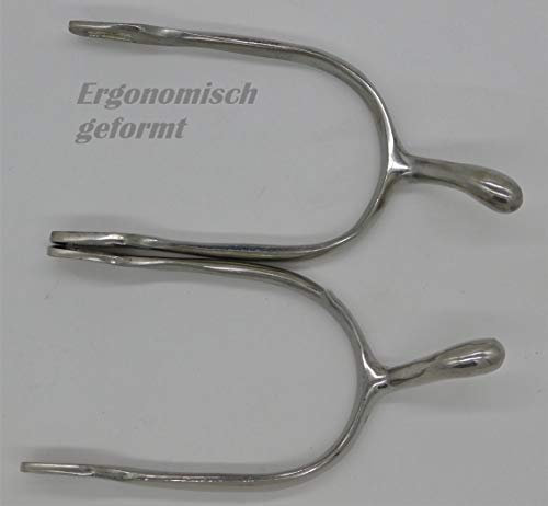 Tysons Breeches Schwanenhals Sporen Silber Farben Rädchen o Dorn ergonomisch geformt Schwanenhalssporen 4,5 cm lang (Dornsporen, 1 Paar)