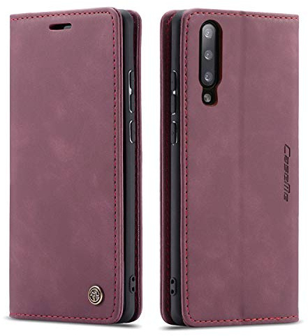 mvced Handyhülle Kompatibel mit Xiaomi Mi 9,Premium Leder Flip Case Schutzhülle mit Standfunktion,Wein rot