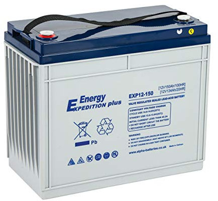 12V 150AH EXPEDITION PLUS DEEP CYCLE AGM LEISURE BATTERY for off grid/solar systems - Fully Sealed No Spill - Leisure Marine Motorhome Caravan Campervan Boat Motor Mover Solar