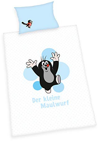 Herding Der kleine Maulwurf Bettwäsche-Set, Wendemotiv, Kopfkissenbezug 40 x 60 cm mit Hoteleinschlag, Bettbezug 100 x 135 cm mit leichtläufigem Reißverschluss, Baumwolle/Renforcé
