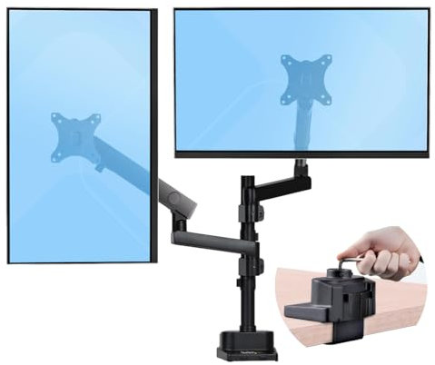 StarTech.com Supporto Doppio Monitor per Scrivania - Braccio per 2 Monitor VESA fino a 32 (8kg) - Altezza Regolabile
