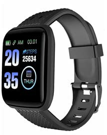 Fitness Tracker, Waterproof Blood Pressure Fitness Tracker, 116 Plus Heart Rate Monitor Pedometer Smartwatch Bracelet Band, Activity Trackers for Kids Women Men (red)