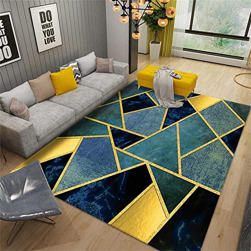 RUGMRZ Tapis Ext¨¦Rieur Deco Maison Moderne Tapis de Salon Bleu Design géométrique Isolation phonique Doux et Lavable 120X160CM Fille Chambre