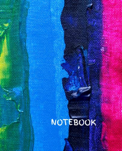 Notebook: Fun Rainbow Abstract Paint Print Notebook For Artists - College Ruled 200 Pages - 7.5 x 9.25
