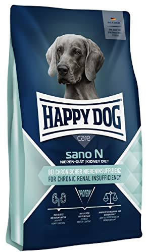 Happy Dog Sano N Diätfutter Hund Niere, 1 kg Trockenfutter | Diät-Alleinfutter zur Unterstützung der Nierenfunktion, reduziertes Protein, Probiergröße