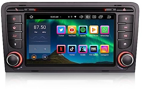 Erisin 7 Zoll 8-Kern 4GB+64GB Android 11 Autoradio mit GPS Navi CD Player Für Audi A3 S3 RS3 RNSE-PU WiFi Bluetooth A2DP Wireless CarPlay Android Auto DAB+ OBD2 RDS Canbus FM 4G DSP TPMS Radio DVB-T2