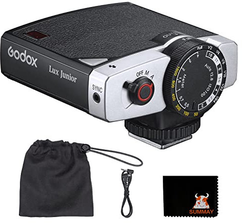 Godox Lux Junior Retro Camera Flash With Auto Flash and Manual Flash Mode, Compatible With Various Kinds of Cameras, Such As Canon, Nikon, Fujifilm, Olympus, Sony, etc.