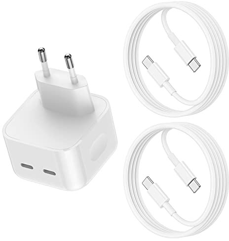 QZIIW Caricatore Rapido USB C 35W, Cavo Tipo C 3 m Con 2 Porte per iPad Pro 12.9/11 Pollici 2021/2020/2018, iPad Air 4th 5th 2020/2022