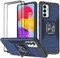 KANSi Hülle für Samsung Galaxy M23 5G / M13 4G, Schutzfolie [2 Stück] Silikon TPU Hart PC Handy Hüllen 360 Grad Drehbar Ringhalter Bumper Stoßdämpfung Schutzhülle - Blau