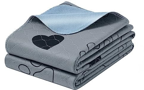 Feandrea Welpen-Unterlagen waschbar, Wiederverwendbare Matten für Hunde, 152 x 122 cm, 2er Set, XXL, Hundetoilette, auslaufsicher, rutschfest, super saugfähig, grau PTD048G01