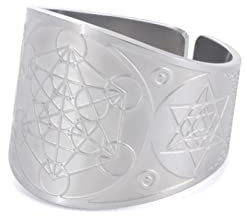LIKGREAT Metatron Würfel Ring Metatron Erzengel Talisman Amulett Ringe Edelstahlring Schutz Religiöser Schmuck Geschenke für Männer Frauen
