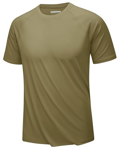 KEFITEVD Men's Moisture Wicking T Shirt Active Athletic High Performance Crew Short Sleeve UPF 50 Quick Dry T-Shirt,M,Cyan