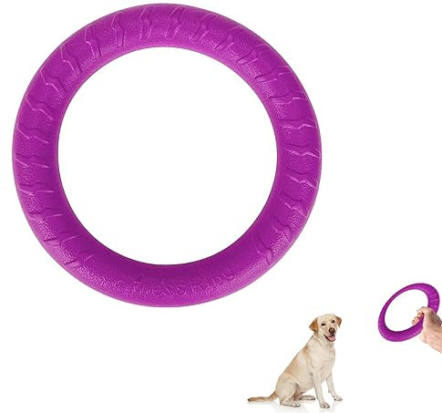 QEEROYO Hunde Fitness Ring, Beissring, Flugscheibe Spielzeug, Interaktiver Trainingsring für Kleine, Mittelgroße und Große Hunde, Lila