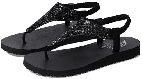 Skechers Damen Meditation Rockstar, Black Mitobuck Rhinestone Trim, 39 EU
