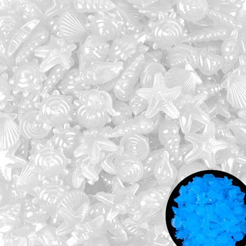 Kaiyuan Dynasty Lot de 100 pierres phosphorescentes pour aquarium - Galets lumineux pour aquarium, jardin, étangs, décoration - Blanc