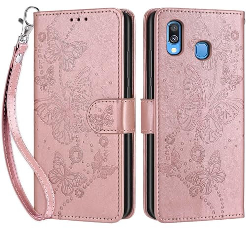 Cover per Samsung Galaxy A40, Flip Caso in PU Pelle Premium Portafoglio Case [Kickstand] [Slot per Schede] [Chiusura Magnetica] Telefono Custodia con Samsung Galaxy A40 Cover, Oro rosa