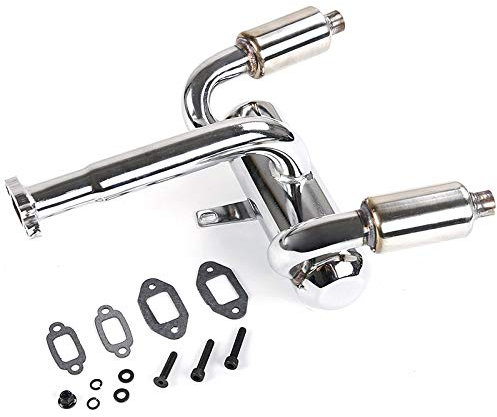Wresetly Doppel Auspuffrohr Metall 2X Endschalldämpfer für 1/5 Rovan Baja 5B 5T 5SC RC