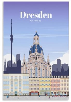 GAJUST Reise-Vintage-Poster, Reise nach Dresden, Leinwanddruck, Kunstposter, ungerahmt, 40 x 60 cm