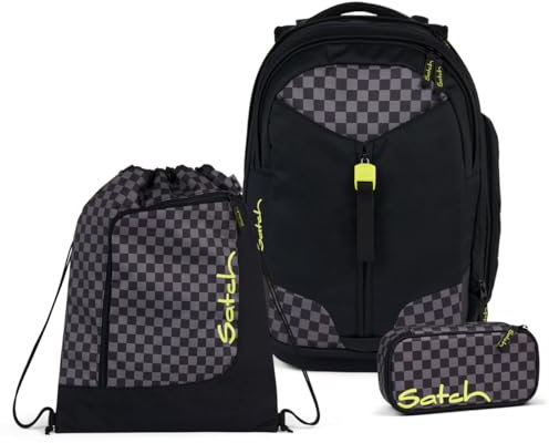 Satch Match Schulrucksack Set 3tlg. inkl. Schlamperbox und Sportbeutel (Dark Skate)