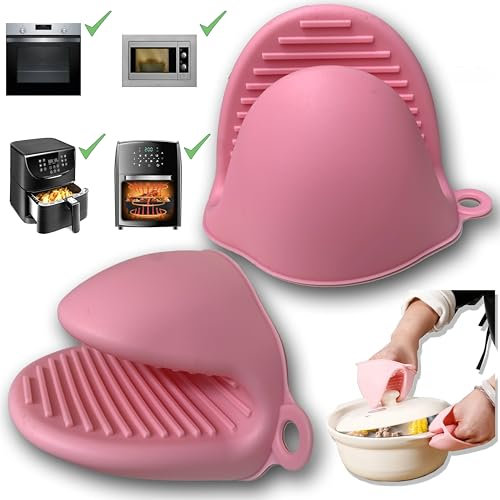 Guantes Barbacoa, 1 Par Guantes Horno Cocina de Silicona, Mini Guantes Horno Profesional, Manoplas Resistentes Al Calor de Silicona para Microondas y Airfryer, sin quemaduras al Hornear y Asar