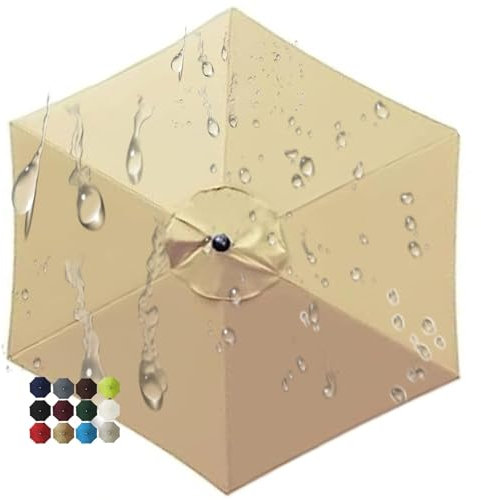 Telo di Ricambio per Ombrellone 200CM /6 Stecche, 270CM /6 Stecche, 300CM /6 Stecche, 270CM /8 Stecche, 300CM /8 Stecche Impermeabile Copertura di Ricambio per Ombrellone, Tettoia di Ricambio(Beige,6