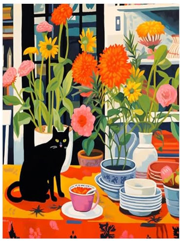Peinture Numero Adulte, Chat Coloriage Par Numero Adulte, Toile Peinture Pour la Décoration de la Maison 30x40cm