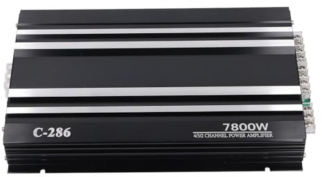 C-286 4 Channel Class AB Aluminum Alloy Pure Bass Power Amp, 7800W Car Stereo Amplifier for DC 12V Truck, Boat, UTV, Motorcycle