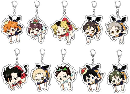 10 Pcs Haikyuus Schlüsselanhänger Anime Haikyuus Figur Cosplay Zubehör Haikyu Acryl Anhänger Set Haikyuus Deko Hinata
