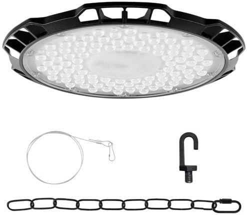 wowspeed 500W LED Werkstatt Deckenleuchte - 6500K 50000LM LED Hallenstrahler, IP65 Wasserdichte Werkstattbeleuchtung mit Aufhängekette und Haken, Led Garagenleuchte für Fabriken, Garage, Lagerhaus