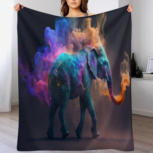 AAPZY Premium Wohndecke - Elefants Decke Flannel - Extra Weiche TV- Decke Vier Jahreszeiten Wohndecke Dicke Couchdecke Für Bett/Sofa （150×200cm）