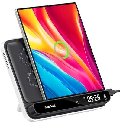 SwanScout Wireless Charger for Samsung Z Fold 7/Google Pixel 9 Pro Fold, 30W Fast Wireless Charging Station for Galaxy Z Fold7/6/5/4/3/2/1, Z Flip7/6/5/4/3/2/1, Pixel Fold, Galaxy Buds, SwanScout 504F