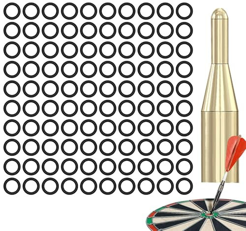 Huitrcrio Dart Gummiringe 100 Stück, Dart Gummi Ringe + Dart Installationstool, Dart Gummiringe Für Steeldart, O Ringe Gummi Set Für Dartschäfte Aus Metall Mit 2AB-Gewinde, Dartpfeile Zubehör