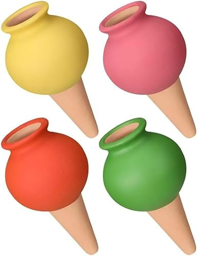 Terracotta Self Watering Globes, 4PCS Self Watering Spikes | Slow Release Self Watering Planter Insert, Plant Watering Globes for Outdoor and Indoor Plants