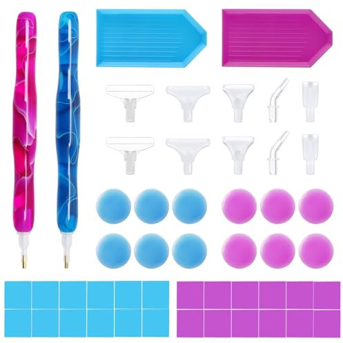 Samamoca 50 Stück Diamond Painting Zubehör Stift, Diamond Painting Stifte Set,DIY Diamant Malerei Stift Zubehör Und Werkzeuge,Feine Diamant-Farbstifte,Resin Diamond Painting Pen Für DIY