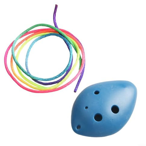 Flûte à ocarina multicolore à 6 trous en Do - Design compact en plastique ABS pour un transport facile et l'apprentissage de la musique n'importe où (bleu)