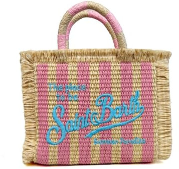 SAINT BARTH Borsa a mano VANITY MINI STRAW - Stripes 0188H (rosa)