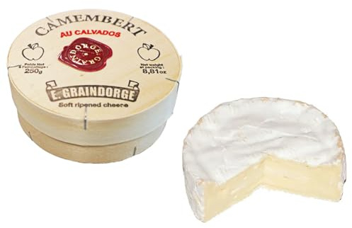 E. Graindorge | Camembert mit Calvados | französischer Weichkäse mit Apfel-Calvados-Aroma, cremig & weich, aus der Normandie | 250 g Stück