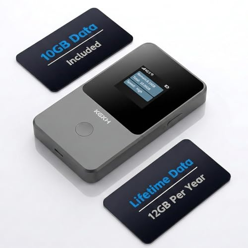 Hotspot WiFi portatile globale per viaggi, nessuna SIM richiesta, router 4G LTE che copre oltre 140 paesi, pay-as-you-go, collega fino a 10 dispositivi, dati USA da 10 GB inclusi, dati gratuiti a vita