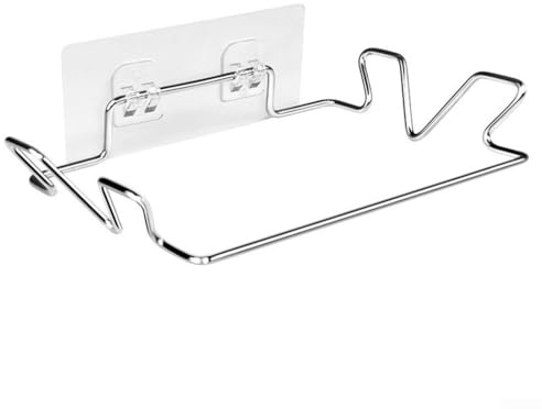 Pumixiy Over Door Cupboard Plastic Bag Holder with Stainless Steel Hanger, Hanging Rubbish Bin Frame for Kitchen or Bathroom Waste