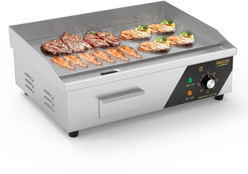 Bonnlo 22 Electric Griddle Countertop Flat Top, 3000W Electric Griddle 50°C - 300°C, Teppanyaki Grill Stainless Steel with Adjustable Temperature Control for Home Restaurant Commercial - 56CM