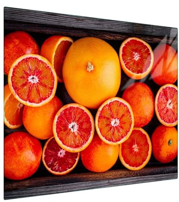 SFArt Protège-plaque 60x52 – Planche à découper en verre trempé 1 pièce – Induction & Vitrocéramique - Mix d'Oranges - SFArt