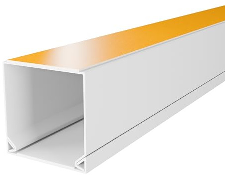 DQ-PP KABELKANAL – PVC – Selbstklebend – Größe: 16x16mm – Länge: 4m (2x2m) – Farbe: Weiß – Kabelbox für LAN Kabel Internetkabel Kabelmanagement