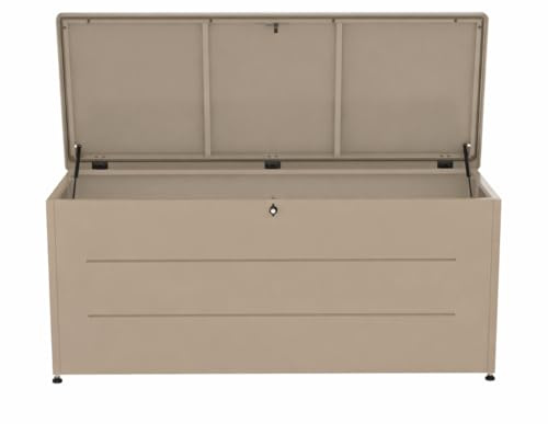 COULEURS DU MONDE Coffre de Jardin 800L Taupe | Rangement Extérieur, Acier Galvanisé