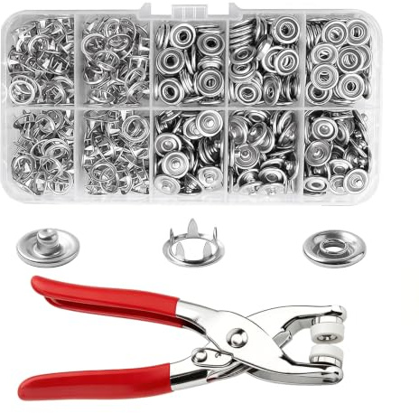 100 Sets Druckknöpfe ohne Nähen 9,5 mm mit Verschluss Zange Presse | Edelstahl-Knöpfe Druckknopf Set mit Zange, Waschbar, Ideal für Bodys, Jersey, Bettwäsche, Taschen und DIY.